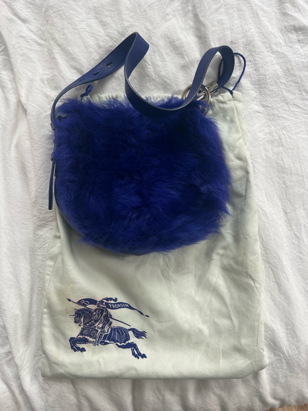Burberry Royal Blue Faux Fur Crossbody Bag - Picture 3 of 6